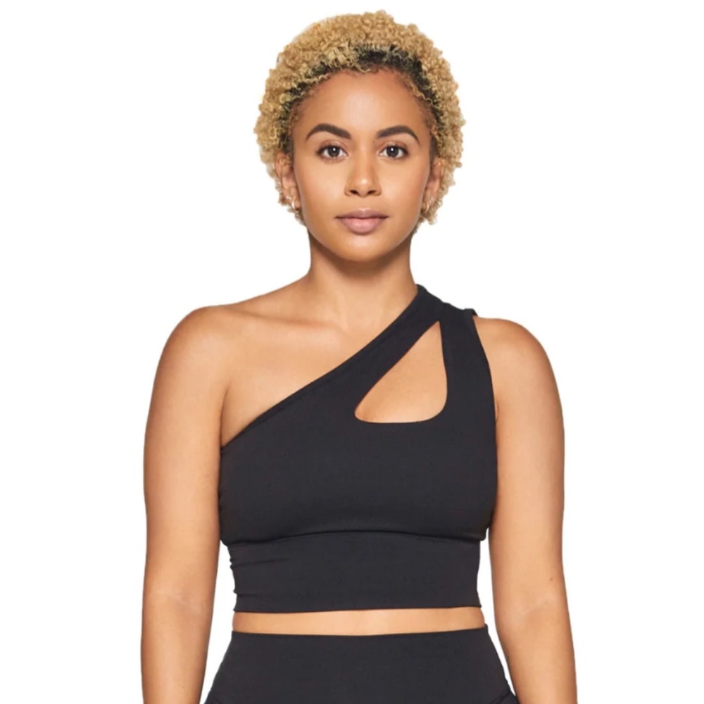 ILUS ‘Dare One’ One-Shoulder Sports Bra Black Size Small
